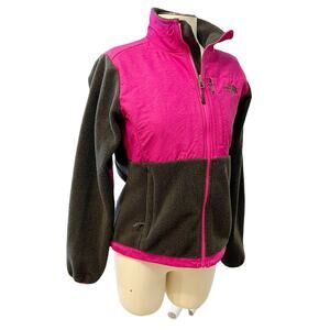 The North Face Denali Pink Grey Colorblock Fleece Mockneck Zipper Jacket, M